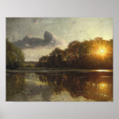 Peder Monsted - Sonnenuntergang über dem Waldsee Poster (Vorne)