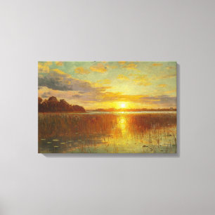 Peder Monsted - Sonnenuntergang über einem dänisch Leinwanddruck