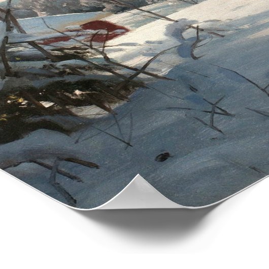 Peder Monsted - Sunlit Winterlandschaft Poster (Ecke)