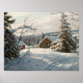 Peder Monsted - Sunlit Winterlandschaft Poster (Vorne)
