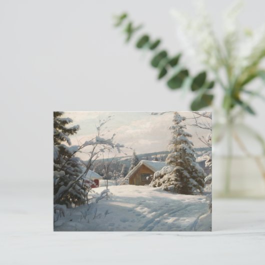 Peder Monsted - Sunlit Winterlandschaft Postkarte (Stehend Vorderseite)
