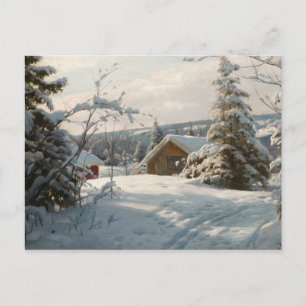 Peder Monsted - Sunlit Winterlandschaft Postkarte
