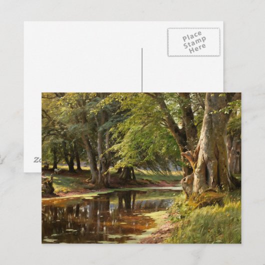 Peder Monsted - Waldlandschaft Postkarte (Vorne/Hinten)