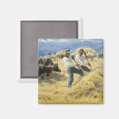 Peder Severin Kroyer - Dreschen in den Abruzzen Magnet (Vorderseite/Rückseite)