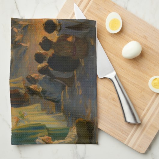 Peder Severin Kroyer - Feierabend im Mittsommer Geschirrtuch (Viertel Falte)