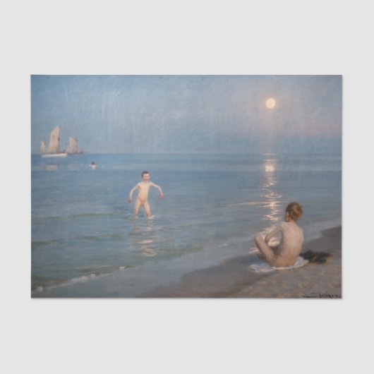 Peder Severin Kroyer - Jungen baden in Skagen Seidenpapier (Vorderseite)