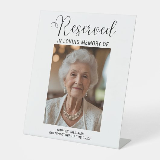 Pedestal Memorial Sign for Wedding Reserved Chair  Sockelschild (Vorderseite)