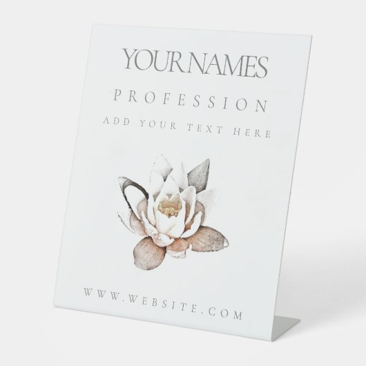 PEDESTAL SIGN : BUSINESS WERBEAKTION : WHITE LOTUS SOCKELSCHILD (Vorderseite)