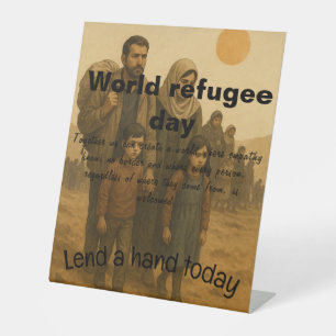 Pedestal Sign Flüchtlingstag Sockelschild