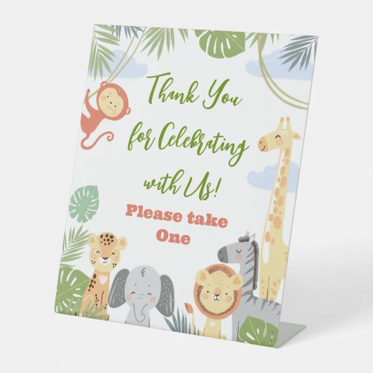 Pedestal Signieren "Danke" mit Blumendesign. Sockelschild (Vorderseite)