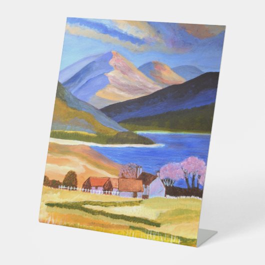 Pedestal-Stand im schottischen Hochland Sockelschild (Vorderseite)