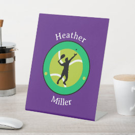 Pedestelle-Schild - Tennisspieler - Personalisiert Sockelschild