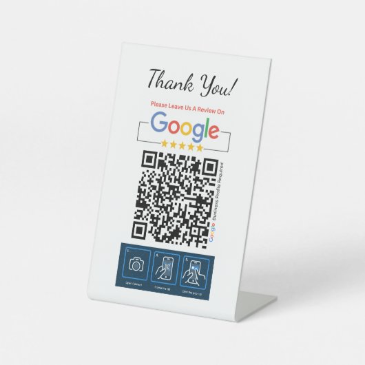 Pedestsign mit QR-Code der Google Review Card Sockelschild (Vorderseite)