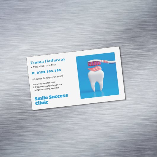 Pediatric Dentist | Dental Practice Business Card Magnetische Visitenkarte (Beispiel)