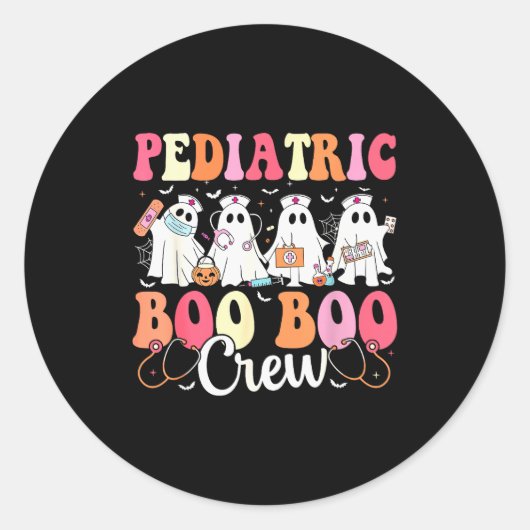 Pediatric Nurse Boo Boo Crew Ghost Nurse Halloween Runder Aufkleber (Vorderseite)
