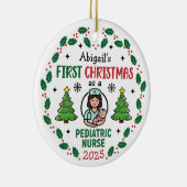 Pediatric Nurse First Christmas Tree Personalized Keramik Ornament (Rechts)