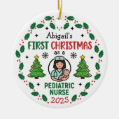 Pediatric Nurse First Christmas Tree Personalized Keramik Ornament (Vorne)