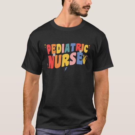 Pediatric Nurse Retro Groovy Pediatrician Pediatri T-Shirt (Vorderseite)