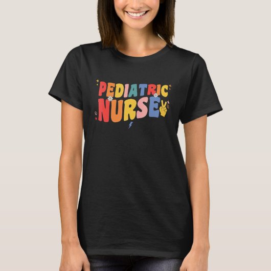 Pediatric Nurse Retro Groovy Pediatrician Pediatri T-Shirt (Vorderseite)