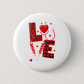 Pediatric Peds Nurse Valentines Day Love Heart Ste Button (Vorderseite)
