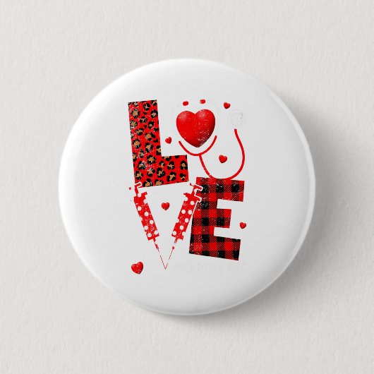 Pediatric Peds Nurse Valentines Day Love Heart Ste Button (Vorderseite)