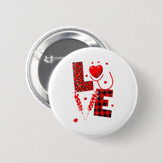 Pediatric Peds Nurse Valentines Day Love Heart Ste Button (Vorne & Hinten)