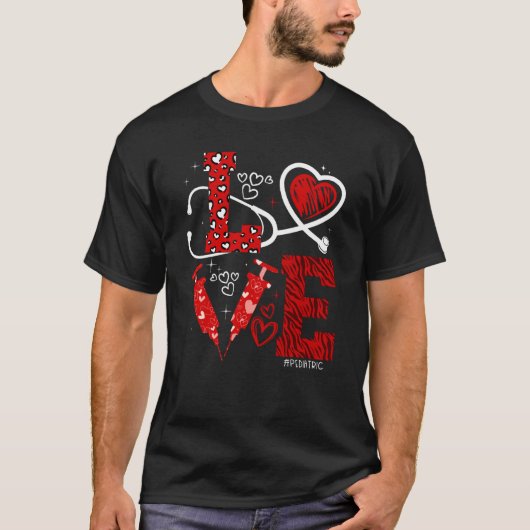 Pediatric PEDS Nurse Valentines Day Love Heart Ste T-Shirt (Vorderseite)