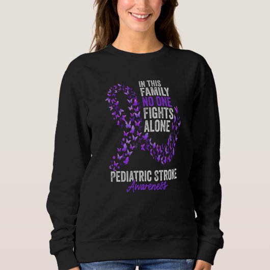 Pediatric Stroke Awareness Month Butterflies Purpl Sweatshirt (Vorderseite)