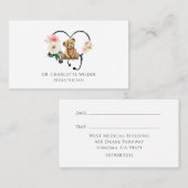 Pediatrician Floral Stethoscope Appointment Card Terminkarte (Vorne/Hinten)