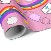 Pediatrics Nurse Gift Wrap Kids Art Theme Geschenkpapier (Rolleneckpunkt)