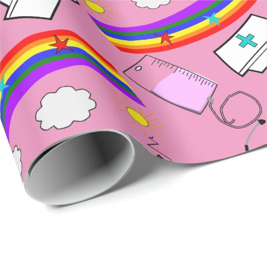 Pediatrics Nurse Gift Wrap Kids Art Theme Geschenkpapier (Rolleneckpunkt)