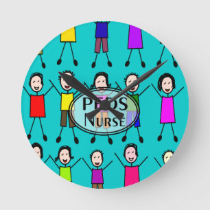 Pediatrics Nurse Stick Kids Design Runde Wanduhr