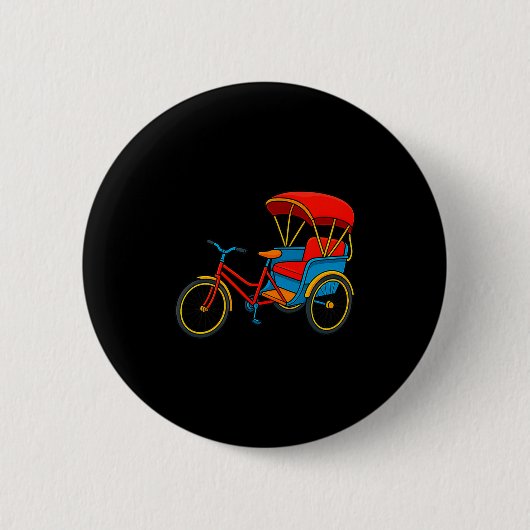Pedicab Cycle Rickshaw Bike Taxi Premium Tri-blend Button (Vorderseite)