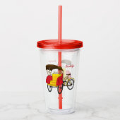 Pedicab Rickshaw Cartoon Illustration Acryltrinkbecher (Vorderseite)