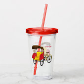 Pedicab Rickshaw Cartoon Illustration Acryltrinkbecher (Rückseite)