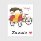 Pedicab Rickshaw Cartoon Illustration Aufkleber (Blatt)