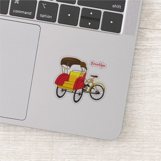 Pedicab Rickshaw Cartoon Illustration Aufkleber (Ausschnitt)