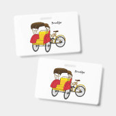 Pedicab Rickshaw Cartoon Illustration Ausweis (Vorder- & Rückseite)