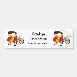 Pedicab Rickshaw Cartoon Illustration Autoaufkleber
