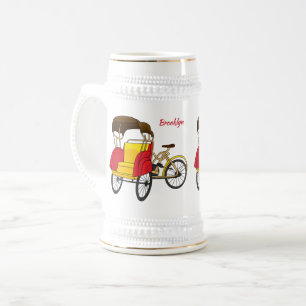 Pedicab Rickshaw Cartoon Illustration Bierglas