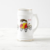 Pedicab Rickshaw Cartoon Illustration Bierglas (VorderseiteRechts)