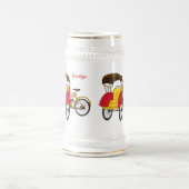Pedicab Rickshaw Cartoon Illustration Bierglas (Mittel)