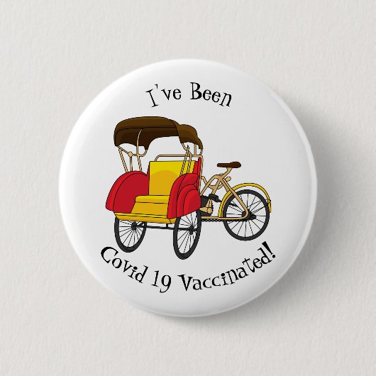 Pedicab Rickshaw Cartoon Illustration Button (Vorderseite)