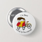 Pedicab Rickshaw Cartoon Illustration Button (Vorne & Hinten)