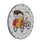 Pedicab Rickshaw Cartoon Illustration Dartscheibe (Vorderseite Links)