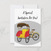 Pedicab Rickshaw Cartoon Illustration Einladung (Rückseite)