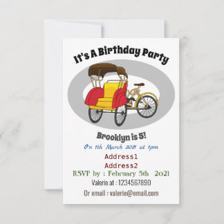Pedicab Rickshaw Cartoon Illustration Einladung