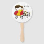 Pedicab Rickshaw Cartoon Illustration Fächer (Rückseite)