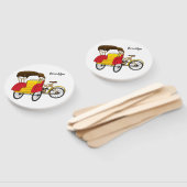Pedicab Rickshaw Cartoon Illustration Fächer (Non-assembled)