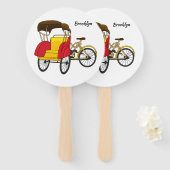 Pedicab Rickshaw Cartoon Illustration Fächer (Vorne und Hinten)